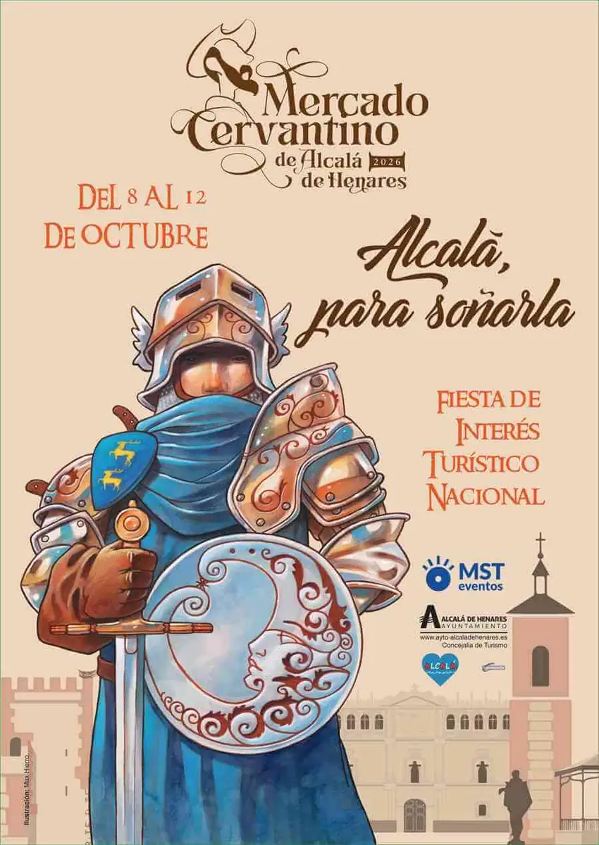 Cartel oficial del Mercado Cervantino de Alcalá de Henares 2026, del 8 al 12 de octubre